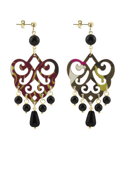 Orecchini Chandelier Palma Nero - Lebole Maison